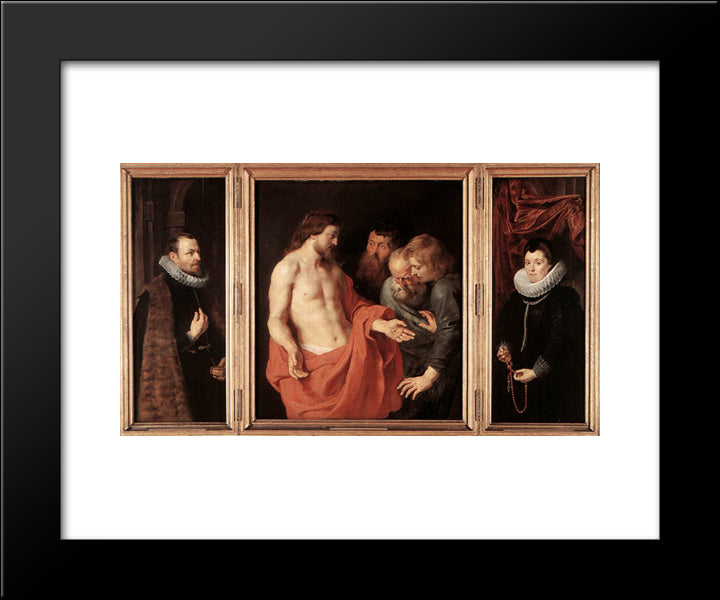 The Incredulity Of St. Thomas 20x24 Black Modern Wood Framed Art Print Poster by Rubens, Peter Paul