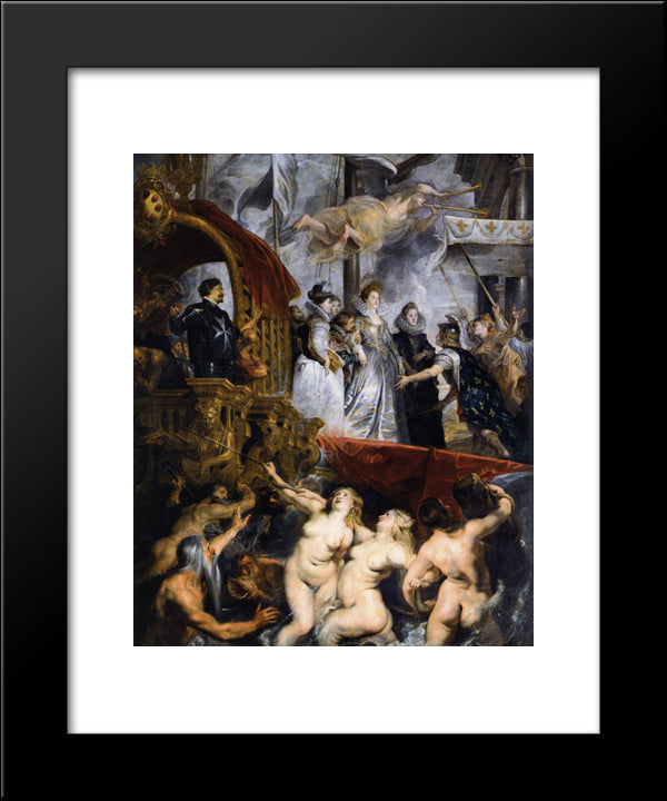 The Landing At Marseilles, 3Rd November 1600 20x24 Black Modern Wood Framed Art Print Poster by Rubens, Peter Paul