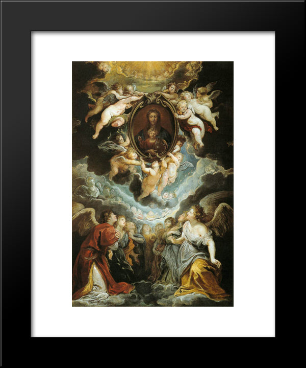 The Madonna Della Vallicella Adored By Seraphim And Cherubim 20x24 Black Modern Wood Framed Art Print Poster by Rubens, Peter Paul