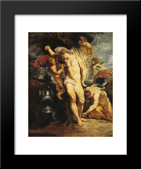 The Martyrdom Of St. Sebastian 20x24 Black Modern Wood Framed Art Print Poster by Rubens, Peter Paul