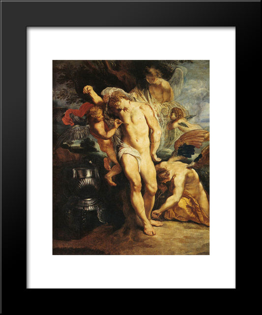 The Martyrdom Of St. Sebastian 20x24 Black Modern Wood Framed Art Print Poster by Rubens, Peter Paul