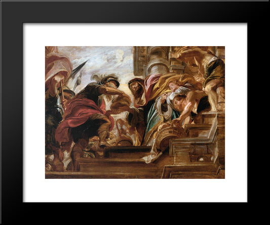 The Meeting Of Abraham And Melchisedek 20x24 Black Modern Wood Framed Art Print Poster by Rubens, Peter Paul