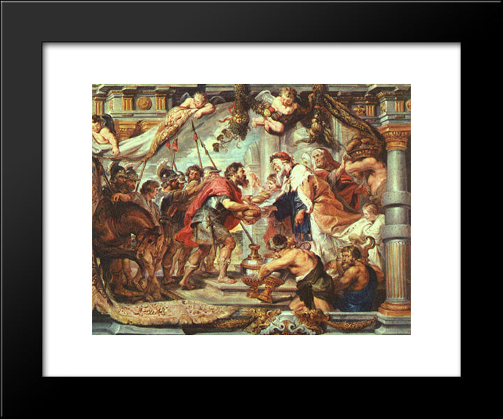 The Meeting Of Abraham And Melchizedek 20x24 Black Modern Wood Framed Art Print Poster by Rubens, Peter Paul