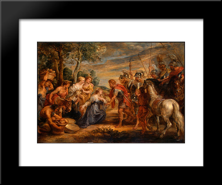 The Meeting Of David And Abigail 20x24 Black Modern Wood Framed Art Print Poster by Rubens, Peter Paul