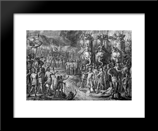 The Meeting Of Scipion And Gannibal 20x24 Black Modern Wood Framed Art Print Poster by Rubens, Peter Paul