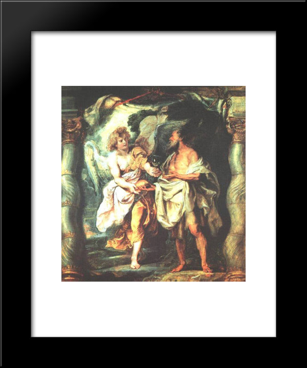 The Prophet Elijah Receiving Bread And Water From An Angel 20x24 Black Modern Wood Framed Art Print Poster by Rubens, Peter Paul