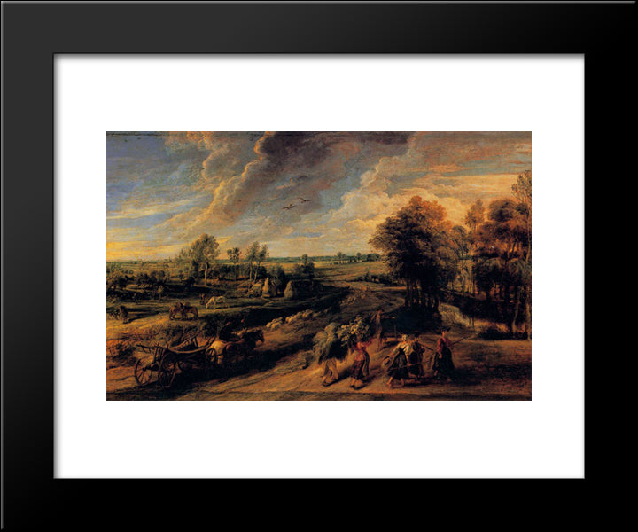 The Return Of The Farm Workers From The Fields 20x24 Black Modern Wood Framed Art Print Poster by Rubens, Peter Paul