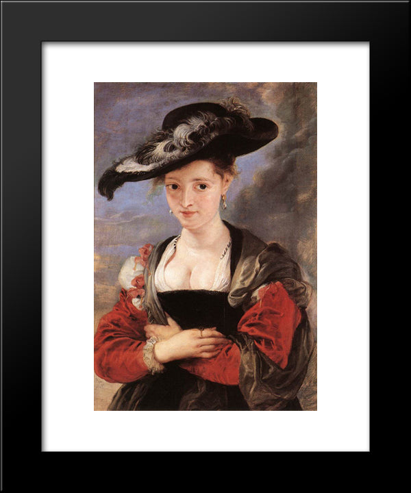 The Straw Hat 20x24 Black Modern Wood Framed Art Print Poster by Rubens, Peter Paul