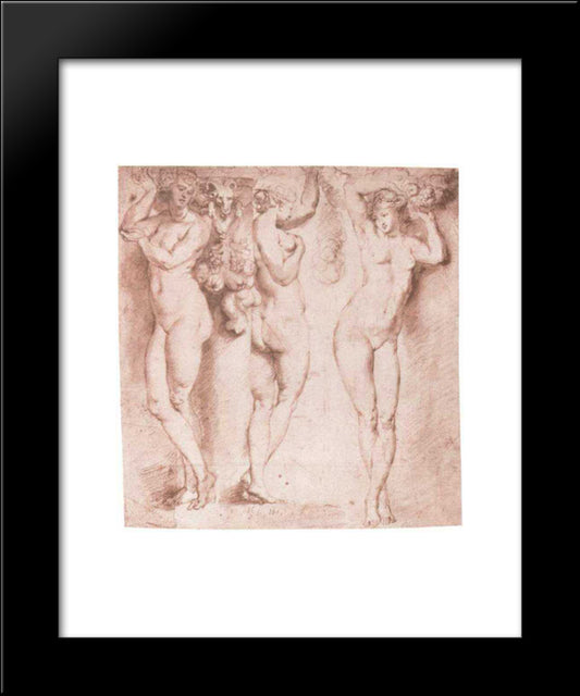 The Three Caryatids 20x24 Black Modern Wood Framed Art Print Poster by Rubens, Peter Paul