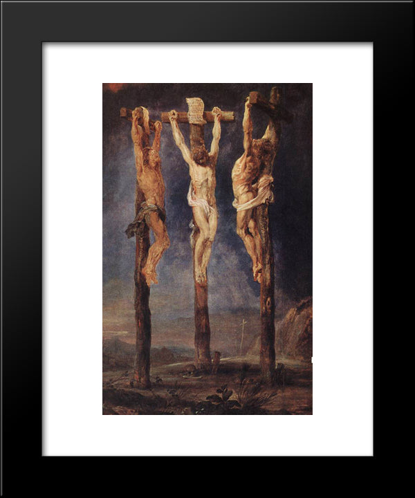 The Three Crosses 20x24 Black Modern Wood Framed Art Print Poster by Rubens, Peter Paul
