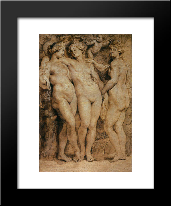 The Three Graces 20x24 Black Modern Wood Framed Art Print Poster by Rubens, Peter Paul