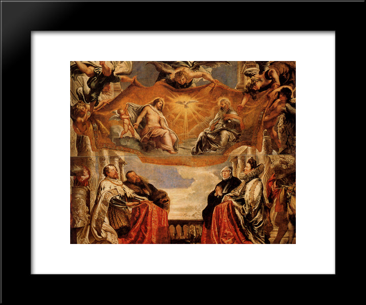 The Trinity Adored By The Duke Of Mantua And His Family 20x24 Black Modern Wood Framed Art Print Poster by Rubens, Peter Paul