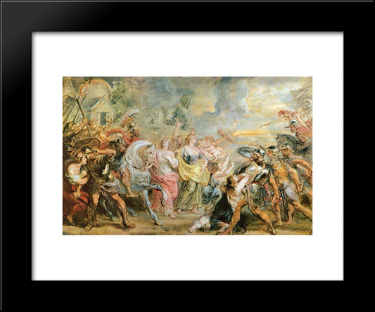 Truce Between Romans And Sabinians 20x24 Black Modern Wood Framed Art Print Poster by Rubens, Peter Paul