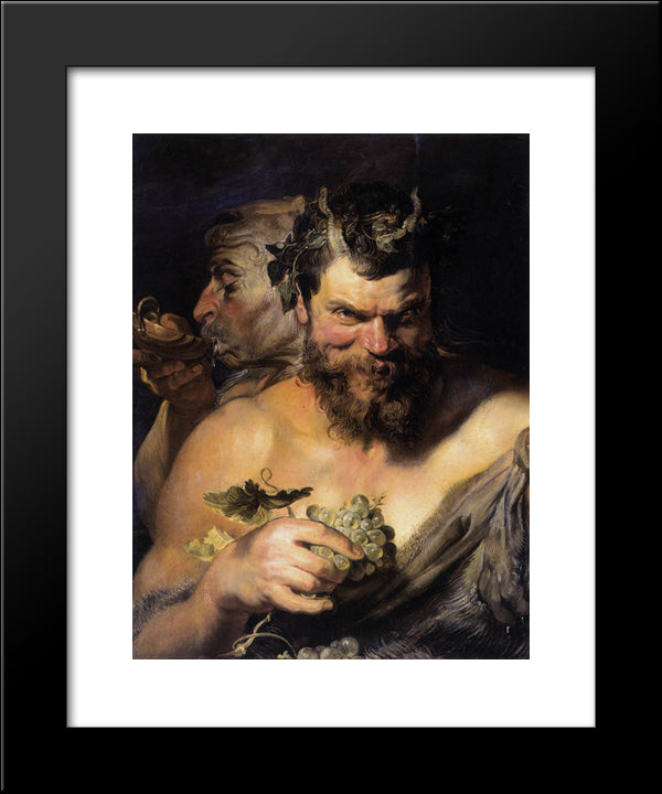 Two Satyrs 20x24 Black Modern Wood Framed Art Print Poster by Rubens, Peter Paul