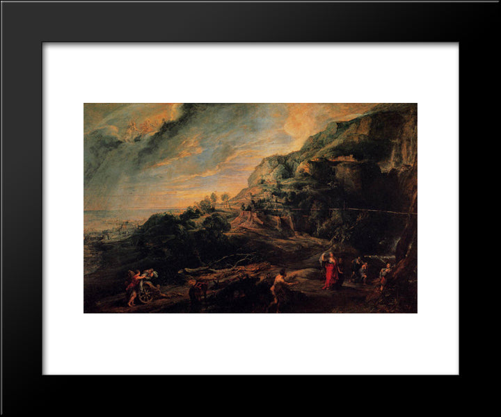 Ulysses And Nausicaa On The Island Of The Phaeacians 20x24 Black Modern Wood Framed Art Print Poster by Rubens, Peter Paul