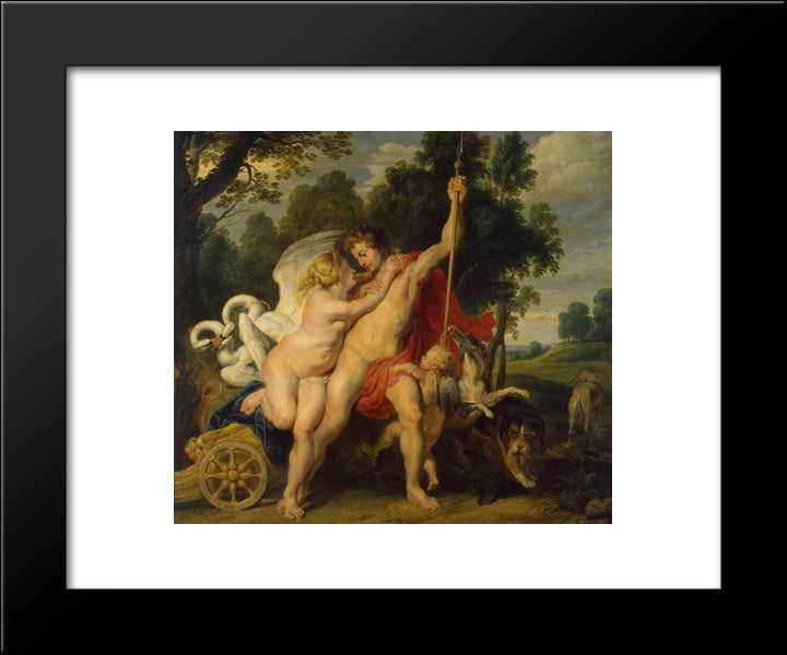 Venus And Adonis 20x24 Black Modern Wood Framed Art Print Poster by Rubens, Peter Paul