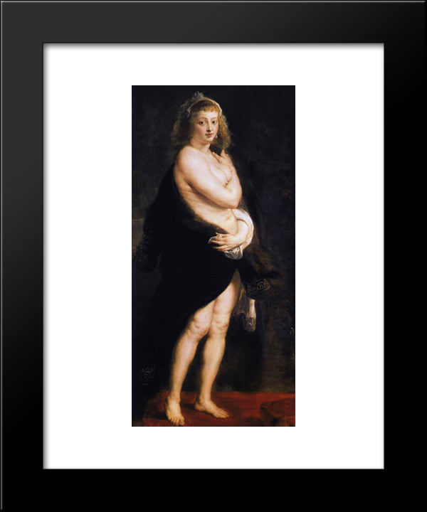 Venus In Fur Coat 20x24 Black Modern Wood Framed Art Print Poster by Rubens, Peter Paul