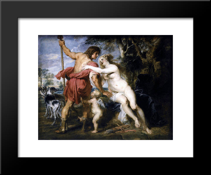Venus Und Adonis 20x24 Black Modern Wood Framed Art Print Poster by Rubens, Peter Paul