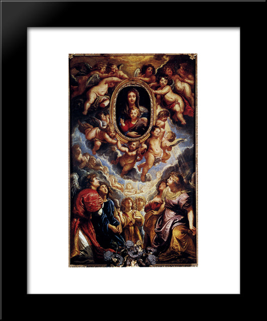 Virgin And Child Adored By Angels 20x24 Black Modern Wood Framed Art Print Poster by Rubens, Peter Paul