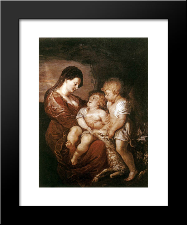 Virgin And Child With The Infant St. John 20x24 Black Modern Wood Framed Art Print Poster by Rubens, Peter Paul