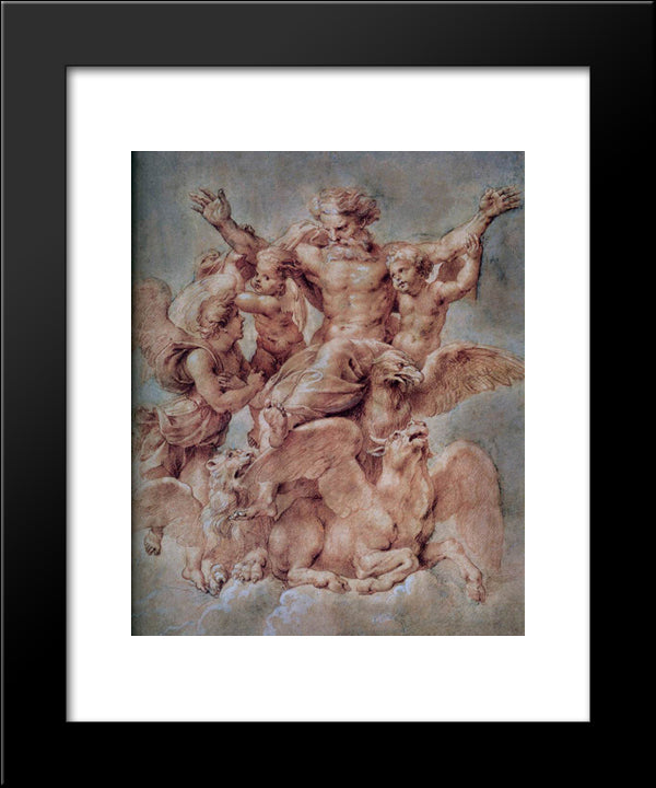 Vision Of Ezekiel 20x24 Black Modern Wood Framed Art Print Poster by Rubens, Peter Paul