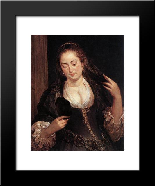 Woman With A Mirror 20x24 Black Modern Wood Framed Art Print Poster by Rubens, Peter Paul