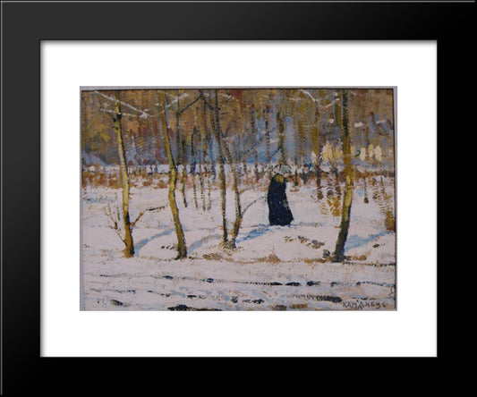 Winter In The Forest (Sketch) 20x24 Black Modern Wood Framed Art Print Poster by Kholodny (Elder), Petro