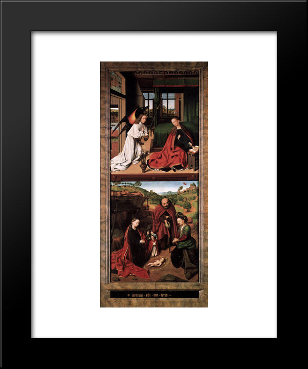 Annunciation And Nativity 20x24 Black Modern Wood Framed Art Print Poster by Christus, Petrus