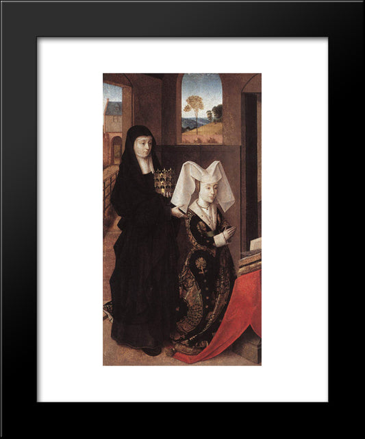 Isabella Of Portugal With St. Elizabeth 20x24 Black Modern Wood Framed Art Print Poster by Christus, Petrus