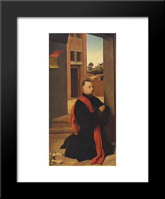 Kneeling Male Donor 20x24 Black Modern Wood Framed Art Print Poster by Christus, Petrus