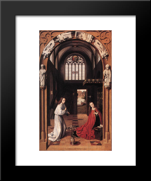 The Annunciation 20x24 Black Modern Wood Framed Art Print Poster by Christus, Petrus