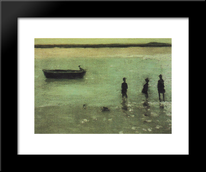 Beach At Etaples 20x24 Black Modern Wood Framed Art Print Poster by Steer, Philip Wilson