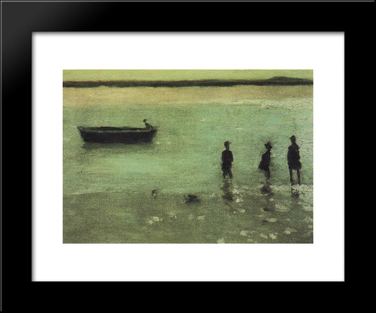 Beach At Etaples 20x24 Black Modern Wood Framed Art Print Poster by Steer, Philip Wilson