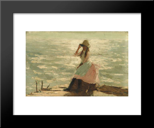 Girl Seated On A Pier 20x24 Black Modern Wood Framed Art Print Poster by Steer, Philip Wilson