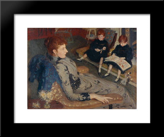 Mrs Cyprian Williams And Her Two Little Girls 20x24 Black Modern Wood Framed Art Print Poster by Steer, Philip Wilson