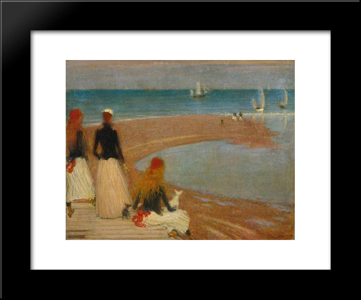 The Beach At Walberswick 20x24 Black Modern Wood Framed Art Print Poster by Steer, Philip Wilson