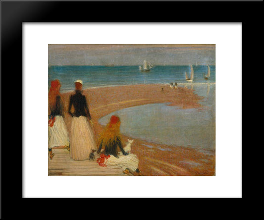 The Beach At Walberswick 20x24 Black Modern Wood Framed Art Print Poster by Steer, Philip Wilson