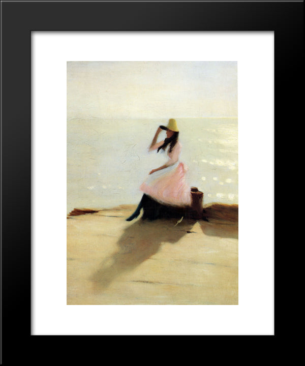 Young Woman At The Beach 20x24 Black Modern Wood Framed Art Print Poster by Steer, Philip Wilson