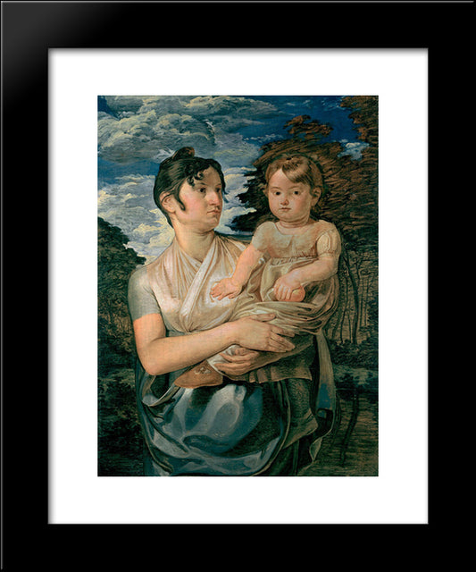 Pauline Runge With Her Two-Year-Old-Son 20x24 Black Modern Wood Framed Art Print Poster by Runge, Philipp Otto