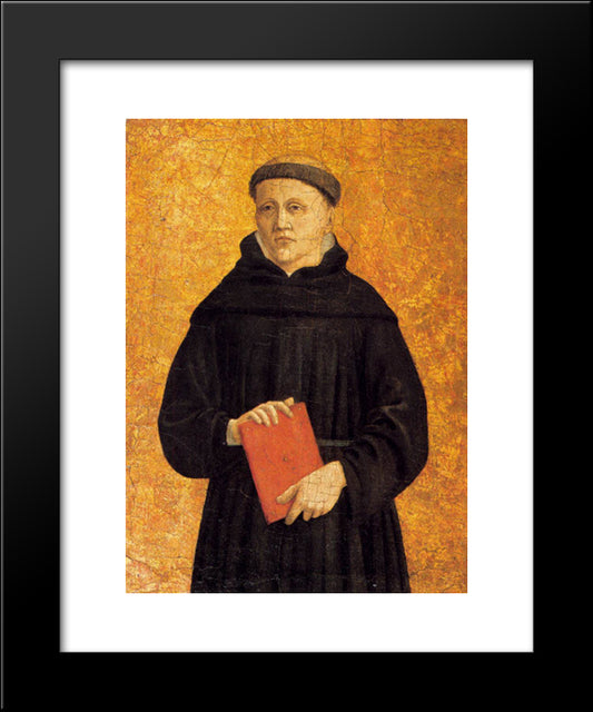 Augustinian Saint 20x24 Black Modern Wood Framed Art Print Poster by Piero, della Francesca