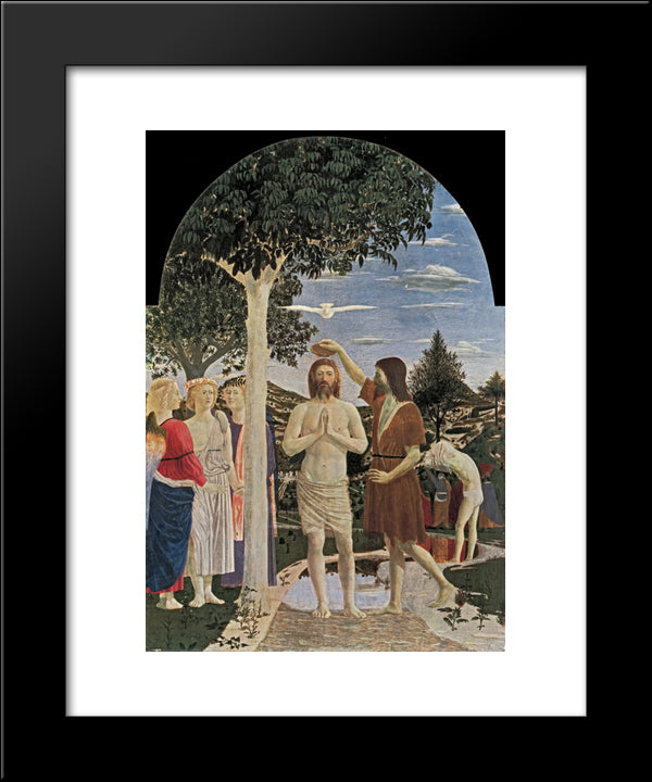 Baptism Of Christ 20x24 Black Modern Wood Framed Art Print Poster by Piero, della Francesca