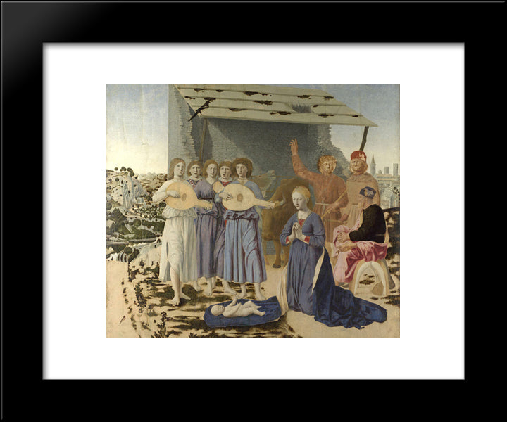 Nativity 20x24 Black Modern Wood Framed Art Print Poster by Piero, della Francesca