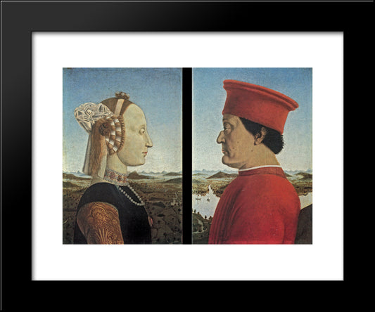 Portraits Federico Da Montefeltro And Battista Sforza 20x24 Black Modern Wood Framed Art Print Poster by Piero, della Francesca