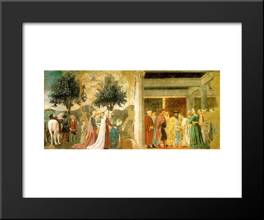 Procession Of The Queen Of Sheba And Meeting Between The Queen Of Sheba And King Solomon 20x24 Black Modern Wood Framed Art Print Poster by Piero, della Francesca