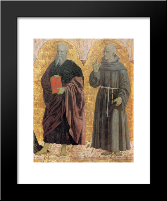 St. Andrew And St. Bernardino 20x24 Black Modern Wood Framed Art Print Poster by Piero, della Francesca