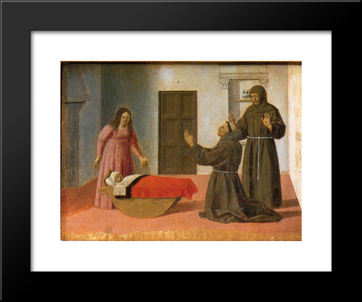 St. Anthony Resurrects A Child 20x24 Black Modern Wood Framed Art Print Poster by Piero, della Francesca