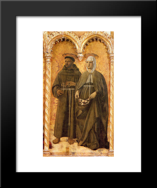 St. Francis And St. Elizabeth 20x24 Black Modern Wood Framed Art Print Poster by Piero, della Francesca