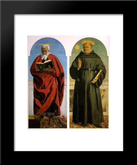 St. John The Evangelist And St. Nicholas Of Tolentino 20x24 Black Modern Wood Framed Art Print Poster by Piero, della Francesca