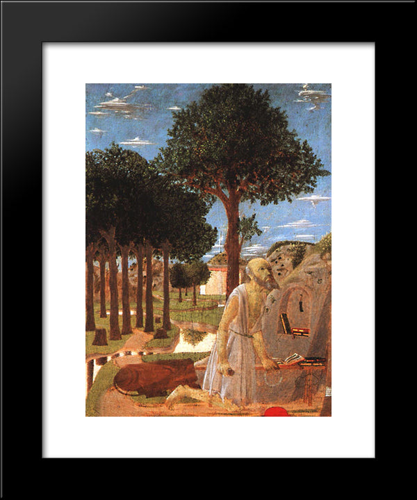 The Penance Of St. Jerome 20x24 Black Modern Wood Framed Art Print Poster by Piero, della Francesca