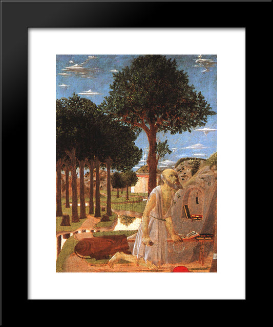 The Penance Of St. Jerome 20x24 Black Modern Wood Framed Art Print Poster by Piero, della Francesca